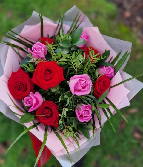 Red and pink roses